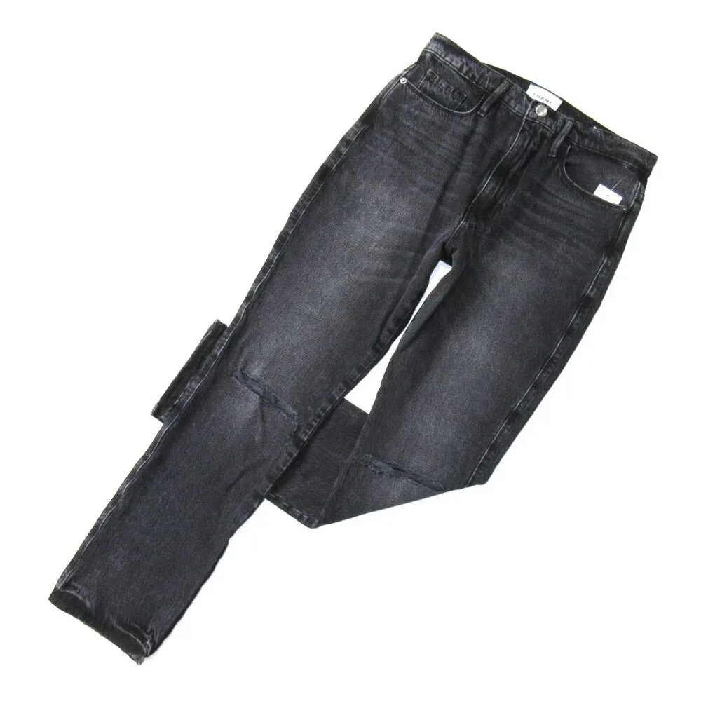 NWT FRAME Le Sylvie Slender Straight in Wilkinson Rips High Rise Jeans 27